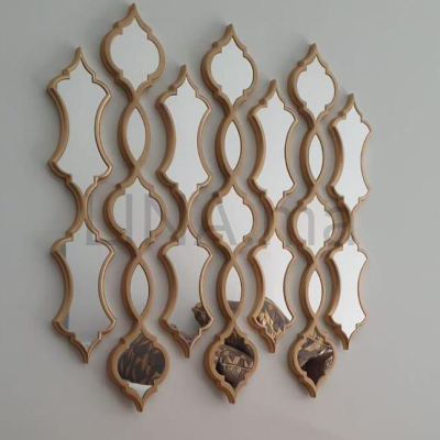 Miroir flûte avec cadre en bois doré et argenté