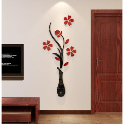 Décoration murale en forme de vase noir et rouge