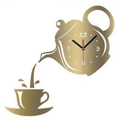 فنجان قهوة شكل مرآة تأثير ساعة حائط / ديكور مطبخ