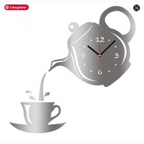 Horloge murale Effet Miroir tasse de café Forme /Décoration Cuisine