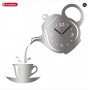 فنجان قهوة شكل مرآة تأثير ساعة حائط / ديكور مطبخ