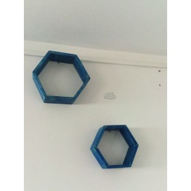 2 Étagère style hexagonale en bois bleu