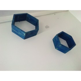 2 Étagère style hexagonale en bois bleu