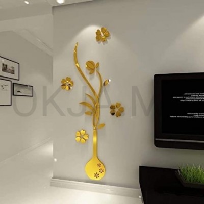 Vase des fleurs doré - miroir