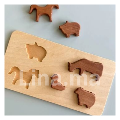 Planche puzzle des animaux en bois