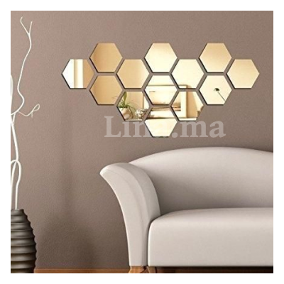 10 hexagone miroir en doré/ grande